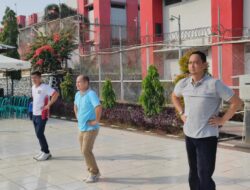 Masih Dalam Rangka HBP Ke-60, Jajaran Petugas Lapas Cilegon Senam Sehat Bersama Warga Binaan 