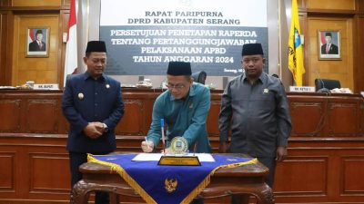 DPRD Kabupaten Serang Tetapkan Raperda Pertanggungjawaban APBD 2024 menjadi Perda