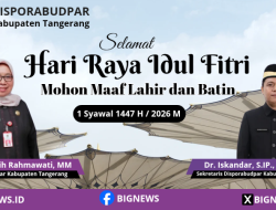 Disporabudpar Kabupaten Tangerang Mengucapkan Selamat Hari Raya Idul Fitri 1 Syawal 1447 H / 2026 M